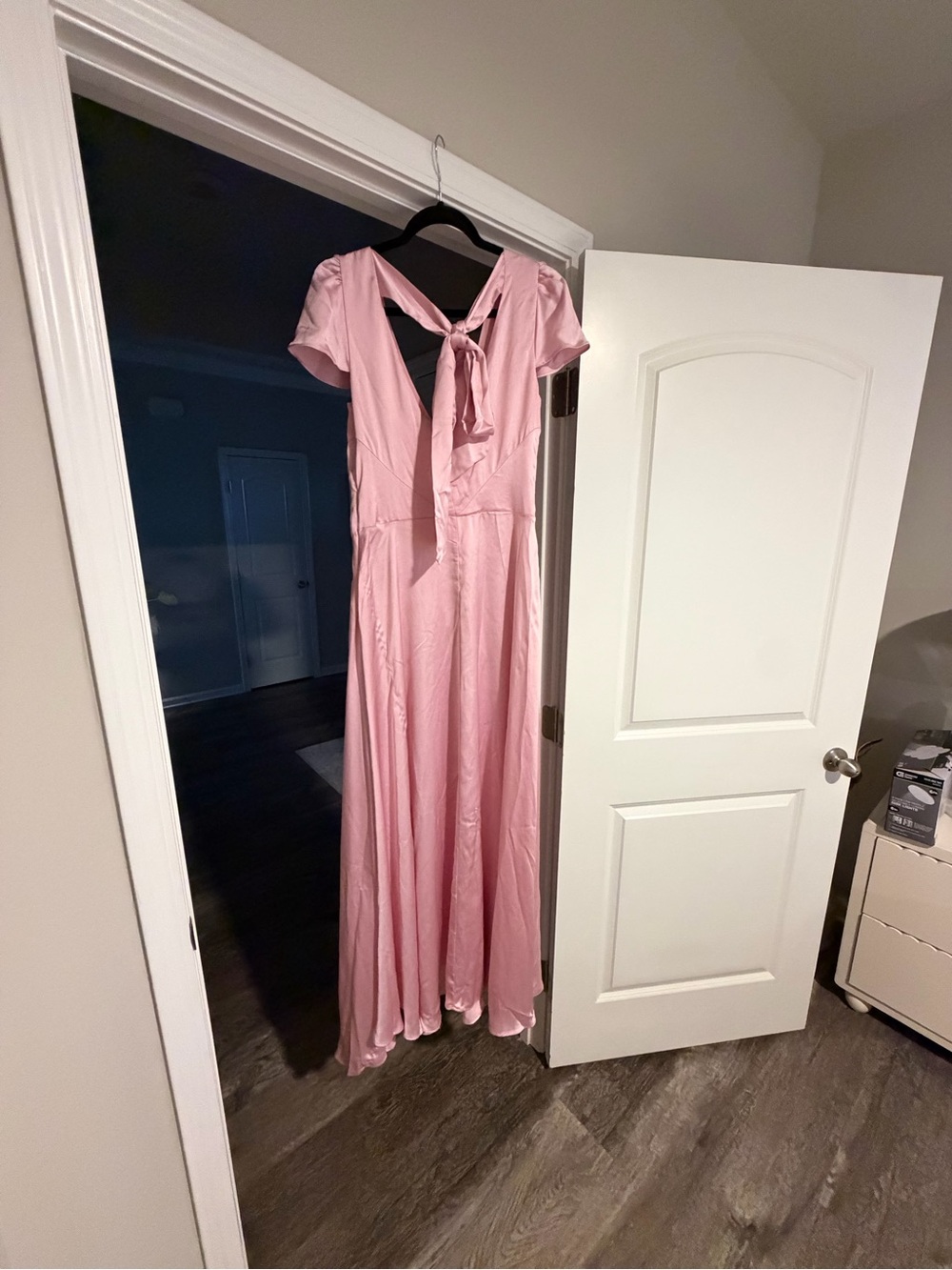 BHLDN Sammie Short-Sleeve Bow-Back Satin Maxi Dress - Picture 6 of 8